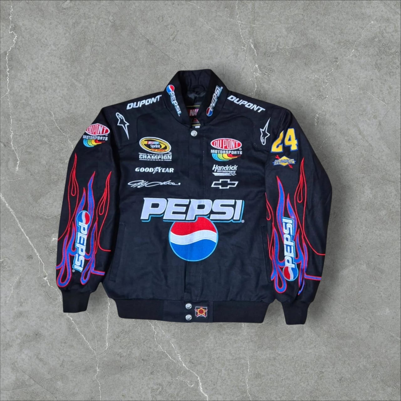 Vintage Nascar JH Design Pepsi Black Cotton Jacket