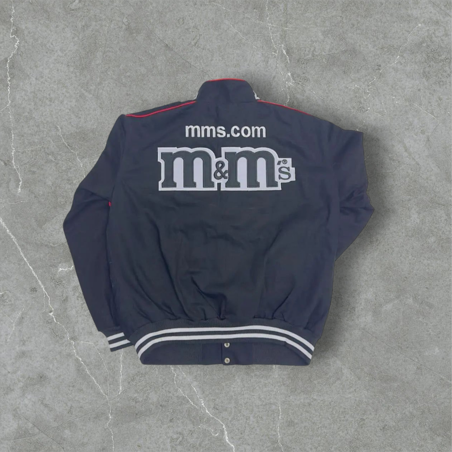 Vintage Nascar JH Design M&Ms Snap Black Cotton Jacket