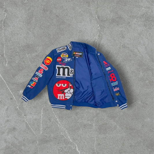 Vintage Nascar JH Design M&Ms Snap Blue Cotton Jacket