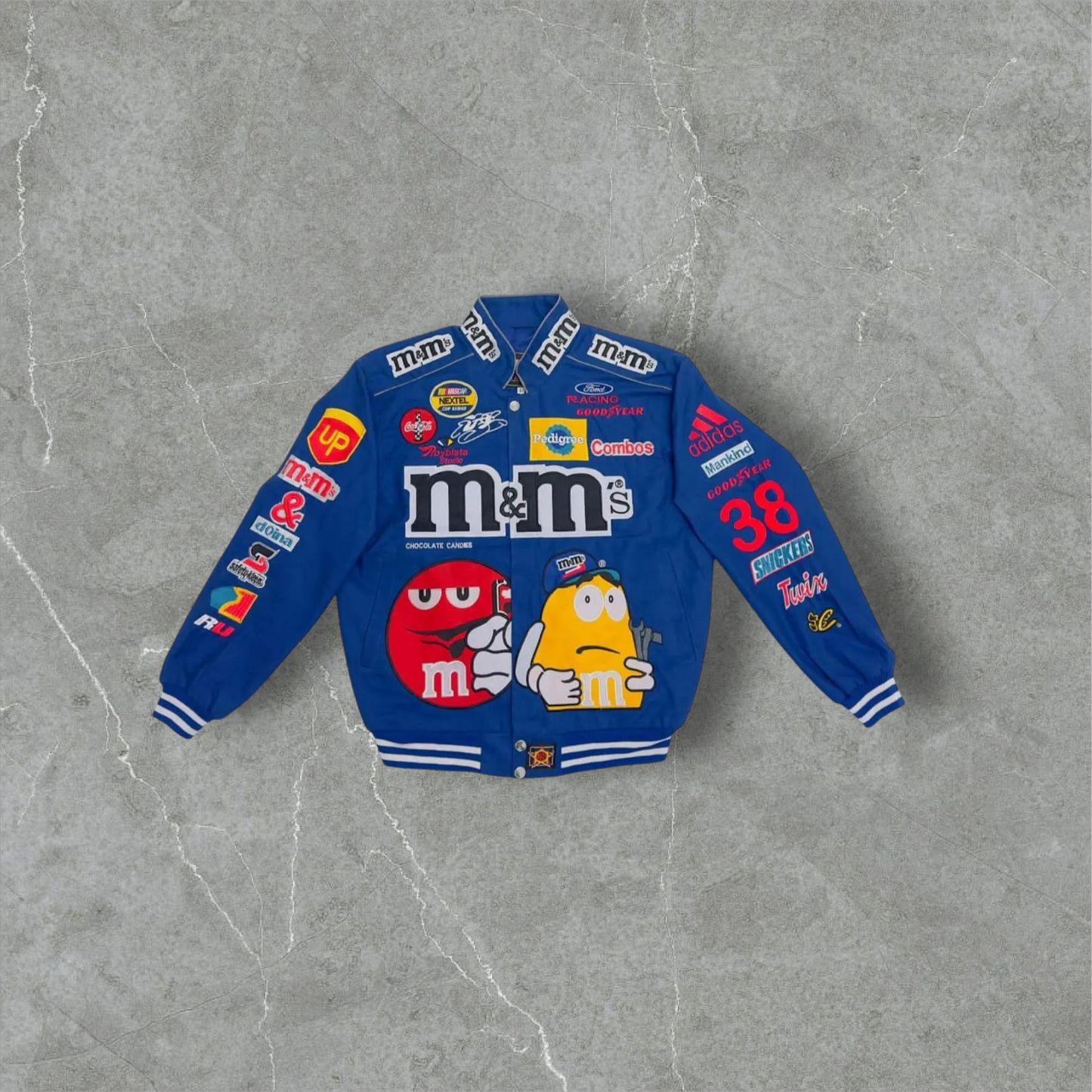 Vintage Nascar JH Design M&Ms Snap Black Cotton Jacket