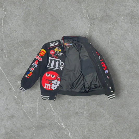 Vintage Nascar JH Design M&Ms Snap Black Cotton Jacket