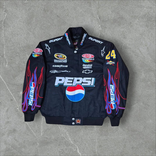 Vintage Nascar JH Design Pepsi Black Cotton Jacket