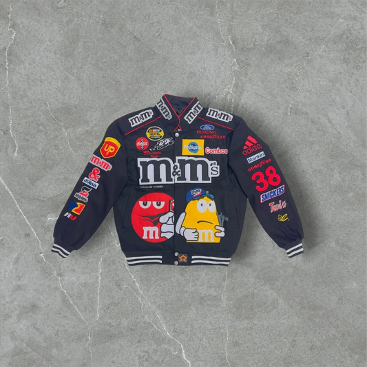 Vintage Nascar JH Design M&Ms Snap Black Cotton Jacket
